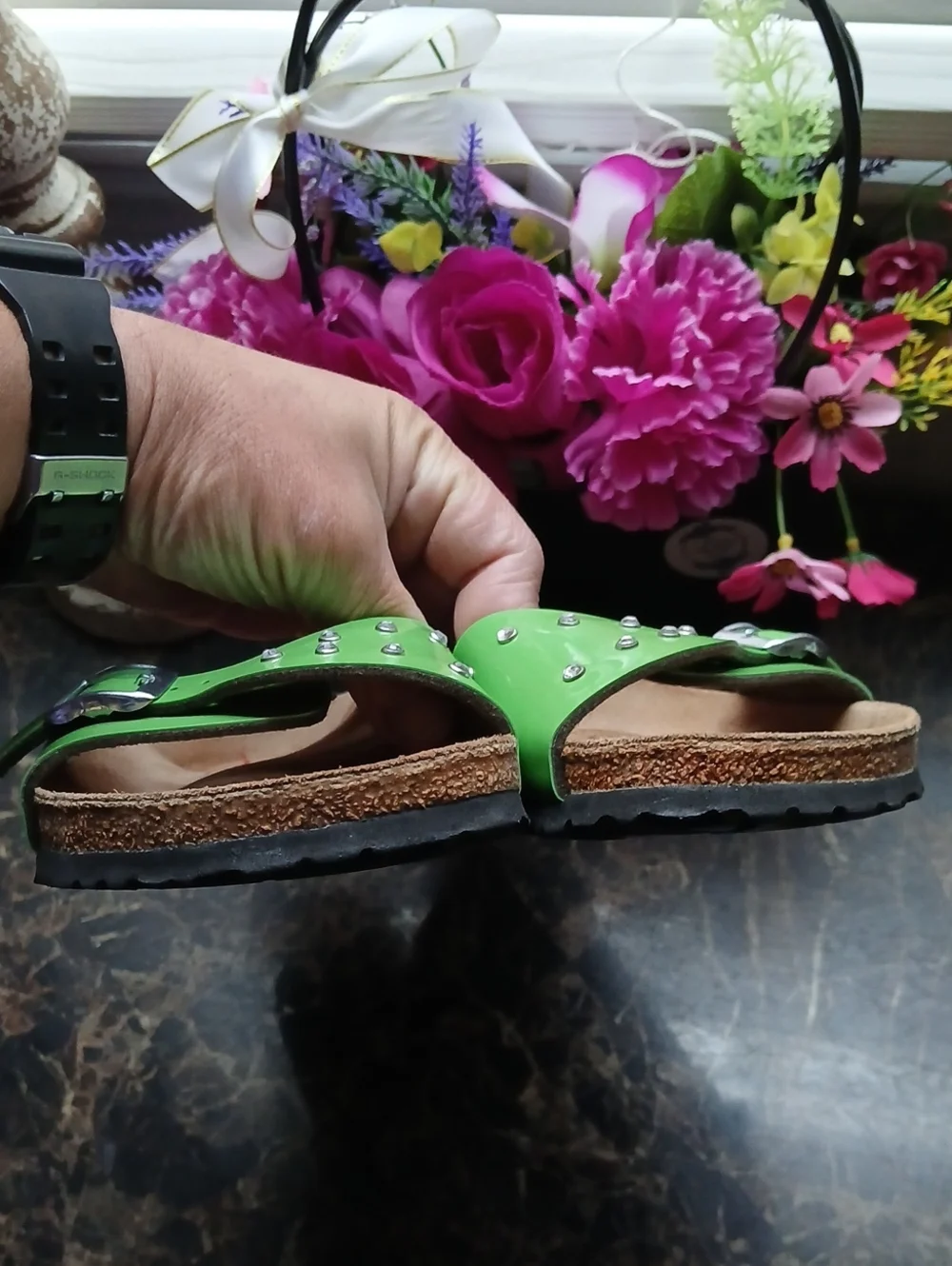 Birkenstock Birki's Patent Leather/Rhinestones Comfort Sandals 40 EU Women